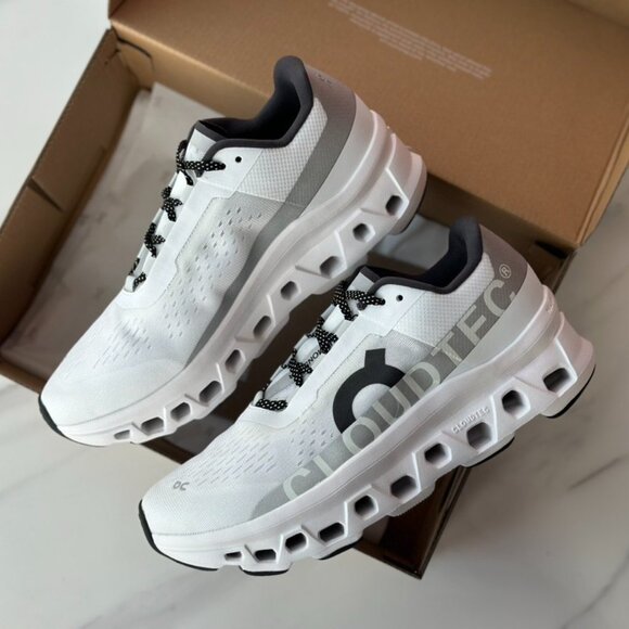 On Running Cloudtec White and Black Sneakers - Picture 1 of 9